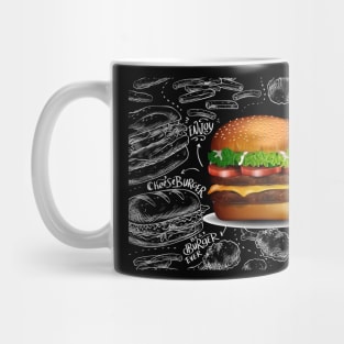 Realistic Burger Back Board Hand Drawn Mug